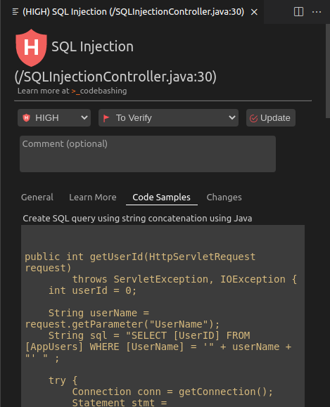 SQL Injection Code Sample